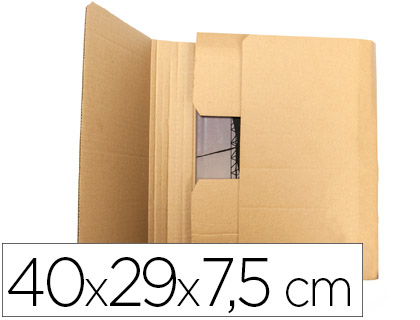 BOITE CARTON Q-CONNECT SPECIALE EMBALLAGE LIVRES CATALOGUES REVUES DOSSIERS MONTAGE FACILE CANNELURE 3MM 400X290X75MM