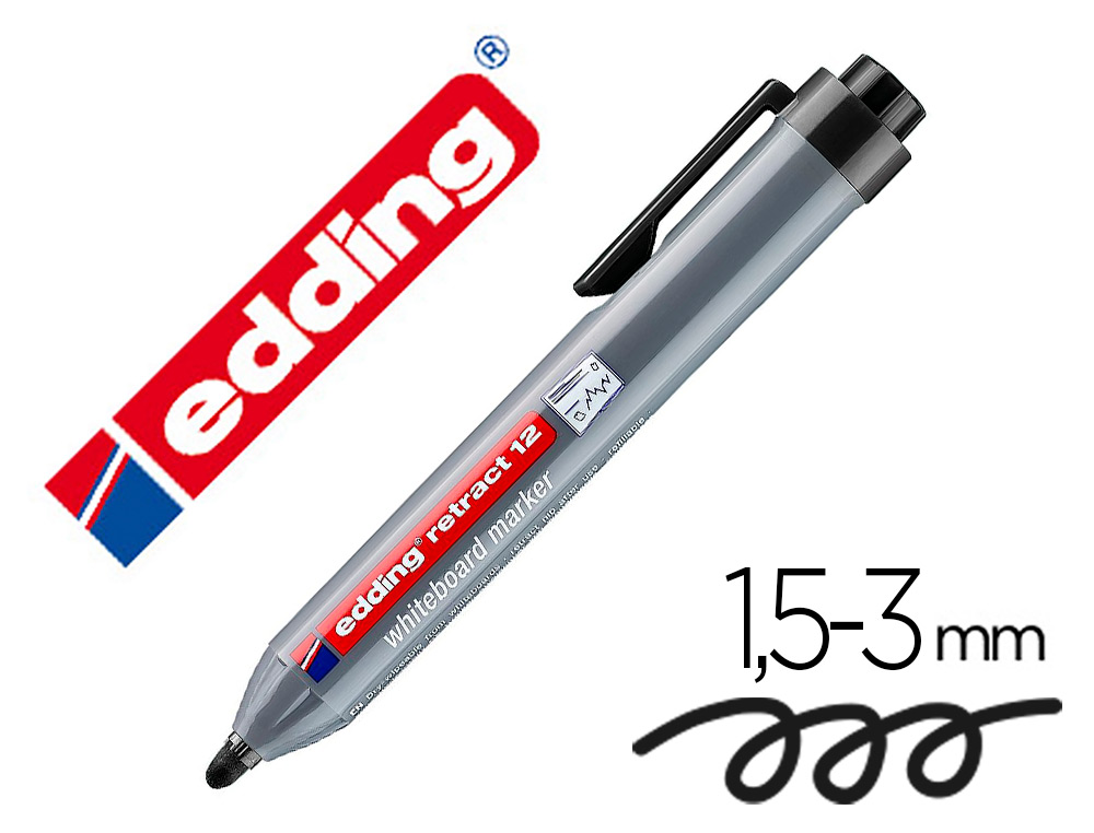 MARQUEUR EDDING E12 TABLEAU BLANC RTRACTABLE RECHARGEABLE POINTE OGIVE 1.5/3MM EFFAABLE  SEC POCHETTE 4 UNITS
