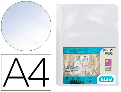 POCHETTE COIN ELBA PVC 15/100E INCOLORE TRANSPARENT A4 DCOUPE COUP DE POUCE LOT 10 UNITS