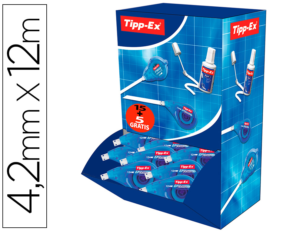 CORRECTEUR TIPP-EX EASY DVIDOIR RUBAN 4,2MMX12M APPLICATION LATRALE RCRITURE IMMDIATE LOT 15+5 OFFERTS