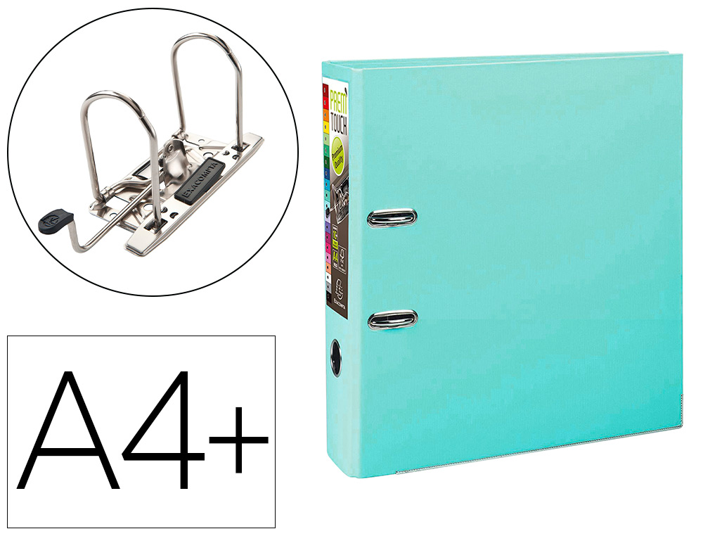 CLASSEUR LEVIER EXACOMPTA PREM'TOUCH POLYPROPYLNE A4+ 32X30CM DOS 8CM BOUTON POUSSOIR COLORIS VERT CLAIR