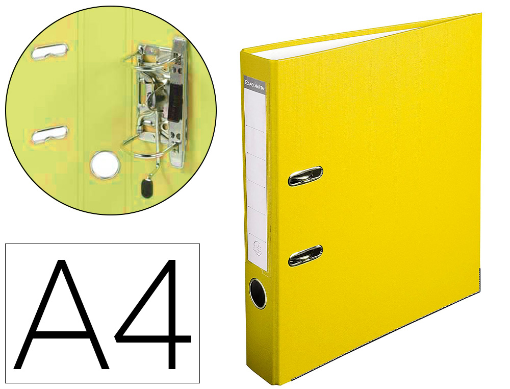 CLASSEUR LEVIER EXACOMPTA POLYPROPYLNE A4 32X29CM DOS 50MM OEILLET PRHENSION RENFORTS MTALLIQUES COLORIS JAUNE