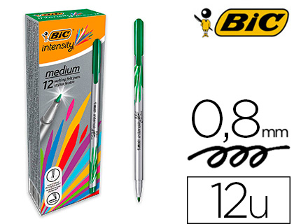 FEUTRE BIC INTENSITY POINTE MOYENNE 0.8MM CORPS FIN       CAPUCHON COULEUR ENCRE FLUIDE INTENSE COLORIS VERT