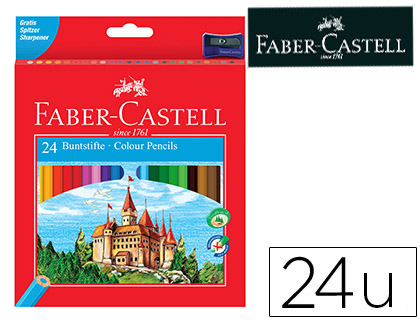 CRAYON COULEUR FABER-CASTELL CHATEAU ACCORDEON MINE        RESISTANTE ETUI CARTON 24     COULEURS VIVES