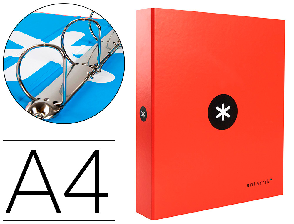 CLASSEUR ANTARTIK 4 ANNEAUX END 40MM A4+ CARTON REMBORD    COLORIS ROUGE