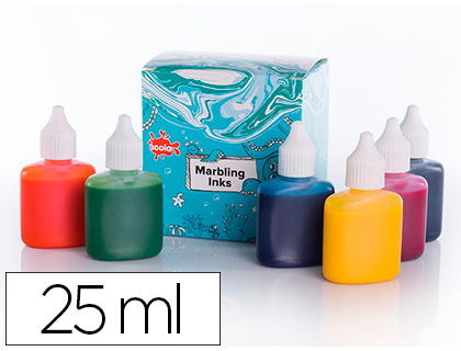 PEINTURE MARBLING OZ INTERNATIONAL BASE D'HUILE ENCRE DISTILLE EAU MARBRURE RSISTANTE KIT 6 COULEURS CLASSIQUES 25ML
