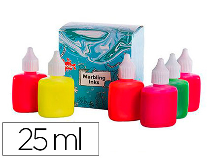 PEINTURE MARBLING OZ INTERNATIONAL BASE D'HUILE ENCRE DISTILLE EAU MARBRURE RSISTANTE KIT 6 COULEURS FLUO 25ML