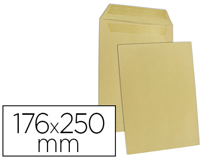 POCHETTE GPV KRAFT BRUN RECYCLE 90G B5 176X250MM      AUTOCOLLANTE BOITE 500 UNITES