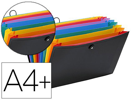 TRIEUR VIQUEL RAINBOW CLASS PP 8/10E 350X245MM 12 POSITIONS EXTENSIBLE FERMETURE BOUTON RIVET LASTIQUE COLORIS NOIR
