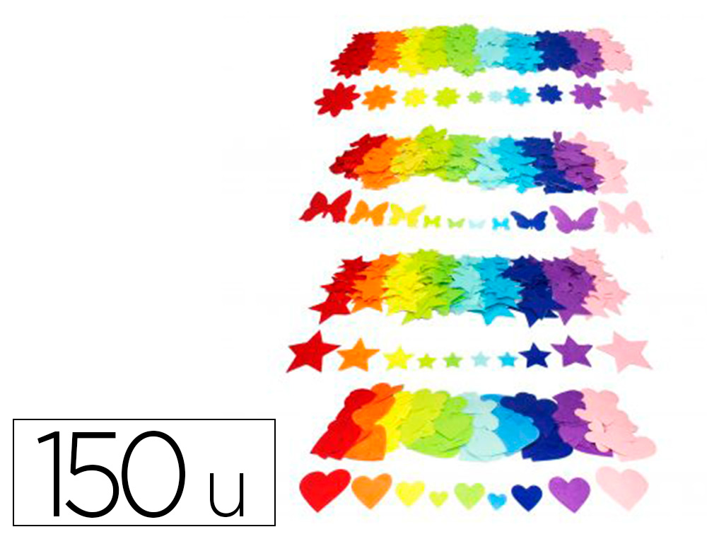 FEUTRINE ADHESIVE SODERTEX FORMES PACK FLEURS PAPILLONS  COEURS ETOILES 1MM 4 PACKS DE 150 PCS