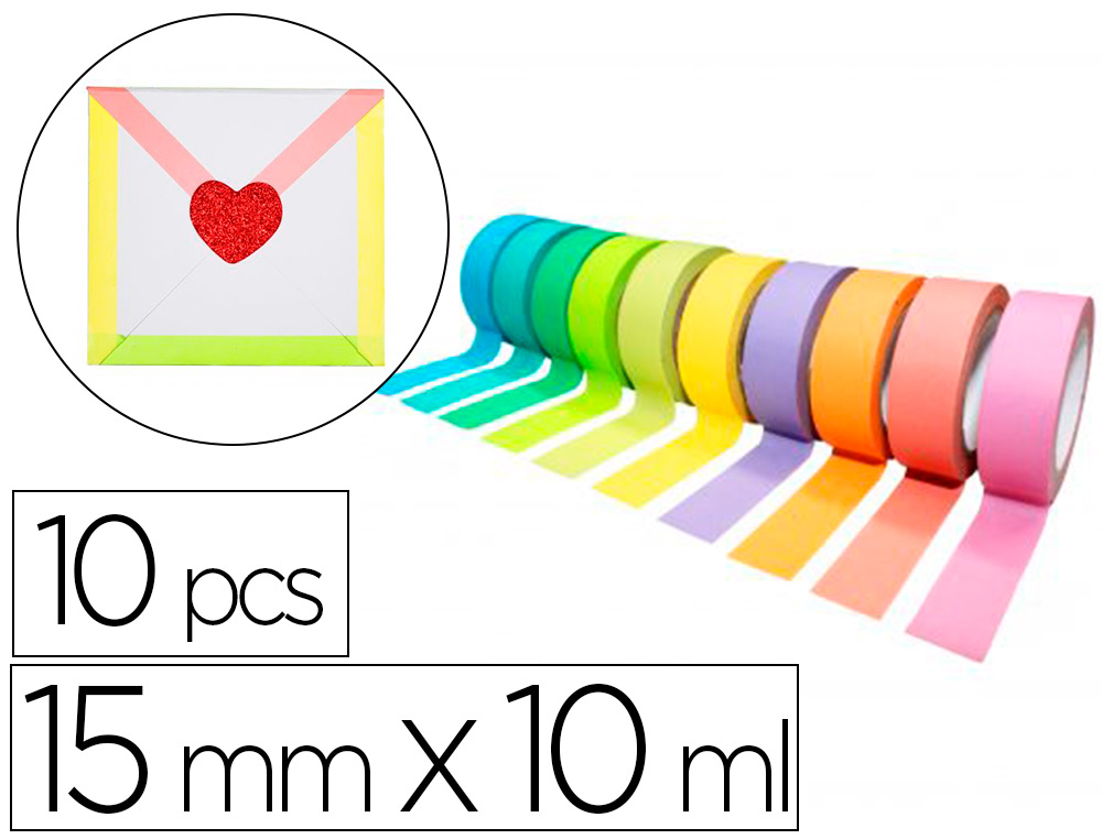 RUBANS ADHESIFS SODERTEX THEME RAINBOW 15 MM X 10 ML   10 PCS