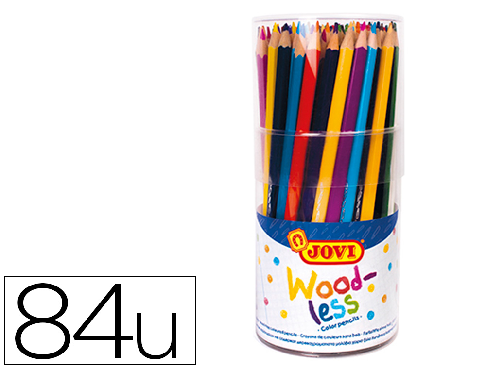CRAYON COULEUR JOVI WOODLESS TRIANGULAIRE MINE RESISTANTE  HAUT POUVOIR COUVRANT INODORE COULEURS VIVES POT 84 UNITES