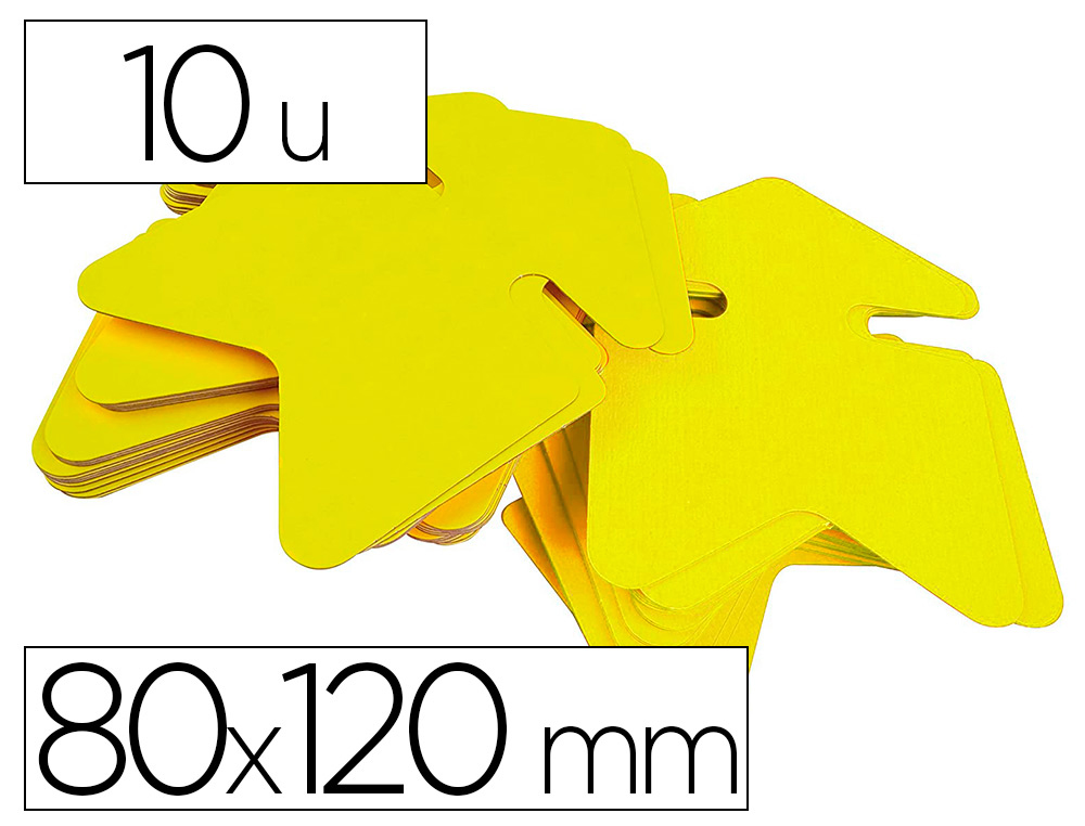 TIQUETTE FLCHE FLUO APLI AGIPA EFFAABLE 80X120MM      COLORIS JAUNE FLUO PAQUET 10  UNITS