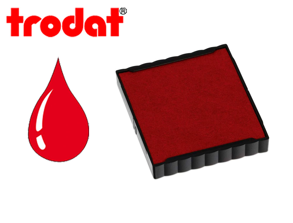 CASSETTE ENCRAGE TRODAT 6/4924C POUR TAMPON ENCREUR PRINTY 4724/4740//4924/4940 TAILLE EMPREINTE 40X40MM COLORIS ROUGE