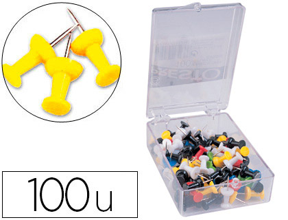 PUNAISE Q-CONNECT PINGLE MMO COLORIS JAUNE BOTE 100 UNITS