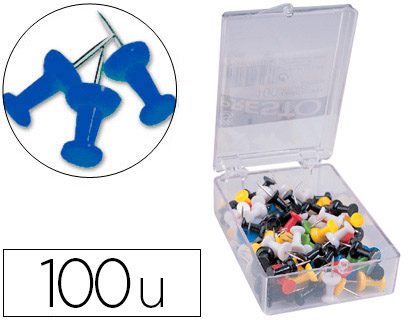 PUNAISE Q-CONNECT PINGLE MMO COLORIS BLEU BOTE 100 UNITS