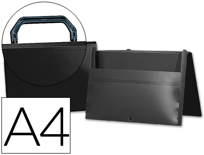 POCHETTE LIDERPAPEL POLYPROPYLNE PORTE-DOCUMENTS A4 297X210MM 1000 MICRONS POIGNE PLASTIQUE FERMOIR OPAQUE NOIR