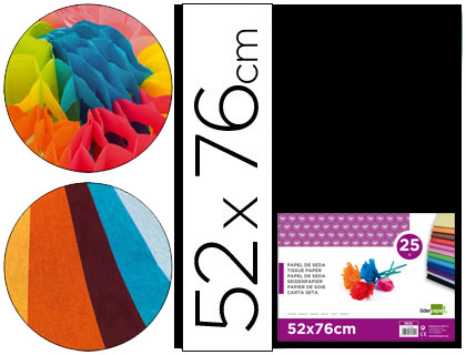 PAPIER DE SOIE LIDERPAPEL 52X76CM 18G/M2 UNICOLORE NOIR SACHET 25F