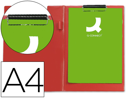 PORTE-BLOC Q-CONNECT PLASTIQUE PAISSEUR 3MM A4 210X297MM PORTE-STYLO PINCE COLORIS ROUGE