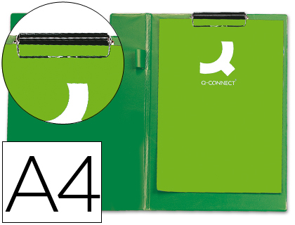 PORTE-BLOC Q-CONNECT PLASTIQUE PAISSEUR 3MM A4 210X297MM PORTE-STYLO PINCE COLORIS VERT