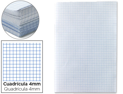 PAPIER CRITURE LIDERPAPEL 31X42.8CM OUVERT COPIE DOUBLE 60G/M2 QUADRILLAGE 4MM COLORIS BLANC PAQUET 250F