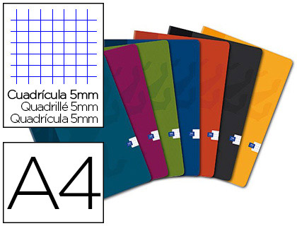 CAHIER PIQU OXFORD COUVERTURE PELLICULE LAVABLE A4 21X29,7CM 140 PAGES 90G 5X5MM