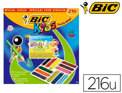 CRAYON COULEUR BIC KIDS TROPICOLORS HEXAGONAL 175MM MINE RSISTANTE PIGMENTE COLORIS VIFS COFFRET SCOLAIRE 216 UNITS