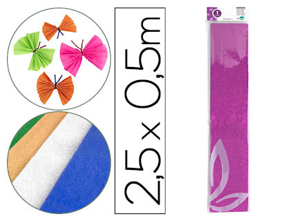 PAPIER CRPON LIDERPAPEL 34G/M2 50CMX2.5M UNICOLORE ROSE MTALLIS
