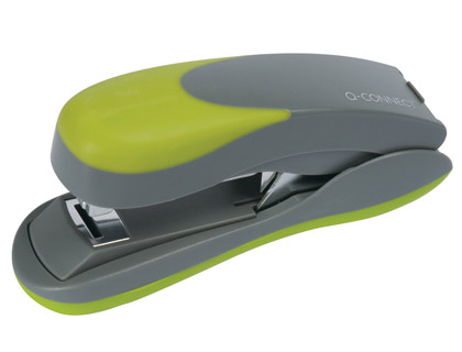 AGRAFEUSE Q-CONNECT PLASTIQUE 40X65X145MM 30 FEUILLES AGRAFES 24/6 ET 26/6 COLORIS VE     RT/GRIS