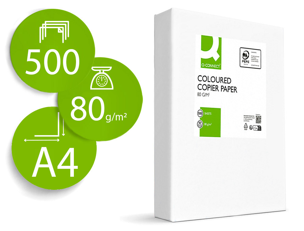 PAPIER COULEUR Q-CONNECT MULTIFONCTION A4 80G/M2 UNICOLORE JAUNE RAMETTE 500 FEUILLES