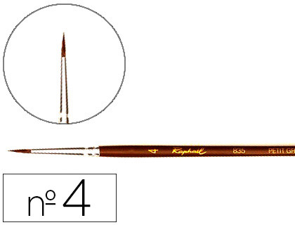 PINCEAU RAPHAL PETIT GRIS PUR N4 MANCHE COURT LAQU MARRON VIROLE ALUMINIUM ANODIS