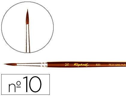 PINCEAU RAPHAL PETIT GRIS PUR N10 MANCHE COURT LAQU MARRON VIROLE ALUMINIUM ANODIS