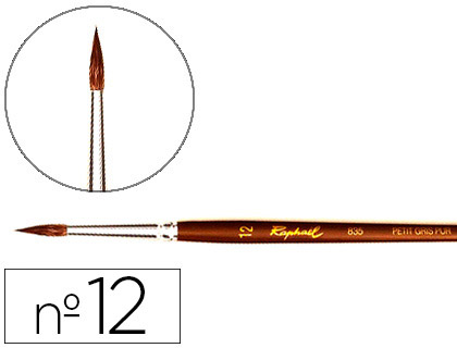 PINCEAU RAPHAL PETIT GRIS PUR N12 MANCHE COURT LAQU MARRON VIROLE ALUMINIUM ANODIS
