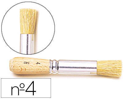 BROSSE  POCHER RAPHAL SOIE N4 VIROLE FER BLANC NICKEL MANCHE BOIS BRUT