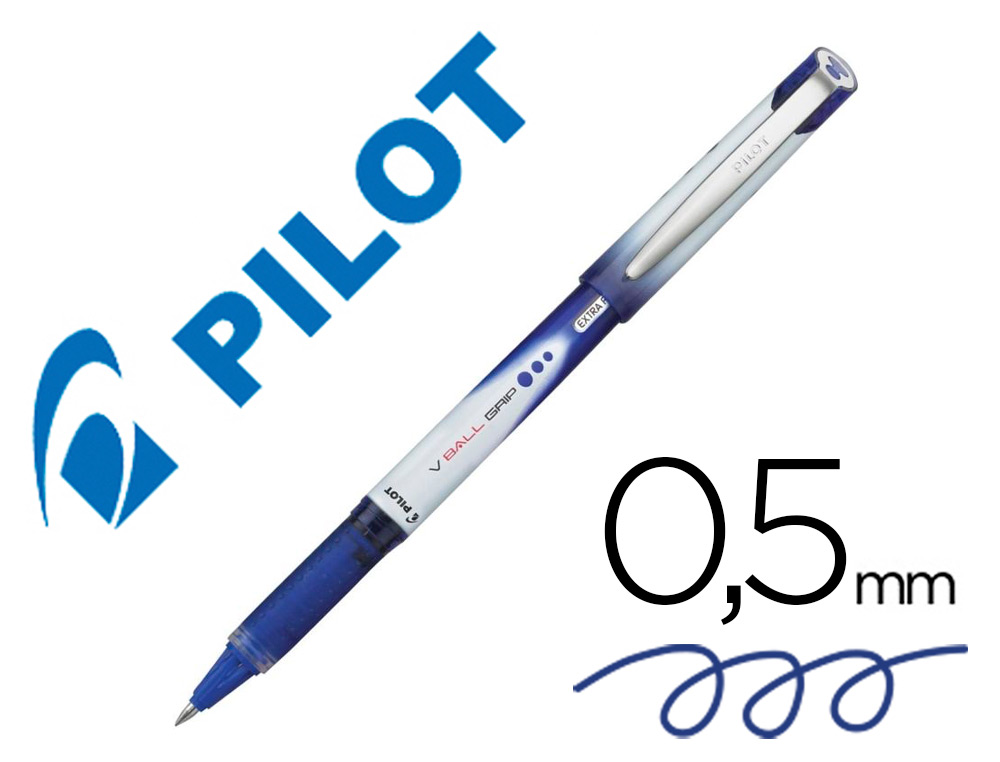ROLLER PILOT VBALL 5 POINTE MTAL GRIP COULEUR BLEU