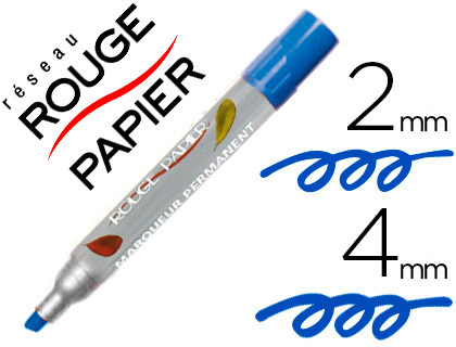 MARQUEUR ROUGE PAPIER PERMANENT POINTE BISEAUTE TRAC 2/4MM ENCRE BASE ALCOOL COULEUR BLEU