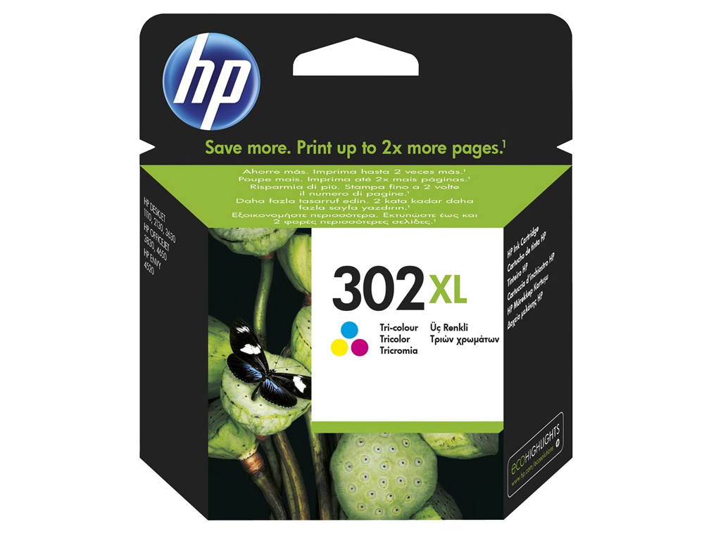CARTOUCHE HP 302XL JET D'ENCRE FAU67AE 3 COULEURS CYAN/MAGENTA/JAUNE 330P