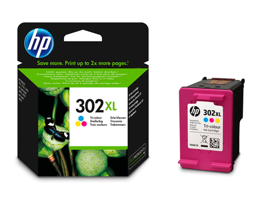 CARTOUCHE HP 302XL JET D'ENCRE FAU67AE 3 COULEURS CYAN/MAGENTA/JAUNE 330P