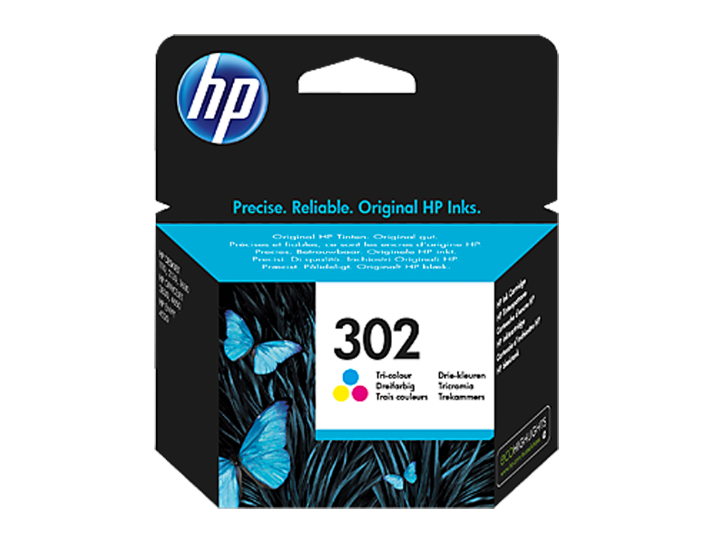 CARTOUCHE HP 302 JET D'ENCRE FAU65AE 3 COULEURS CYAN/MAGENTA/JAUNE 165P