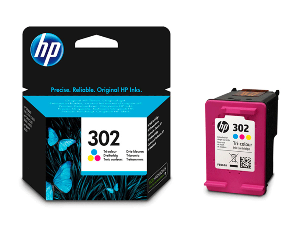 CARTOUCHE HP 302 JET D'ENCRE FAU65AE 3 COULEURS CYAN/MAGENTA/JAUNE 165P