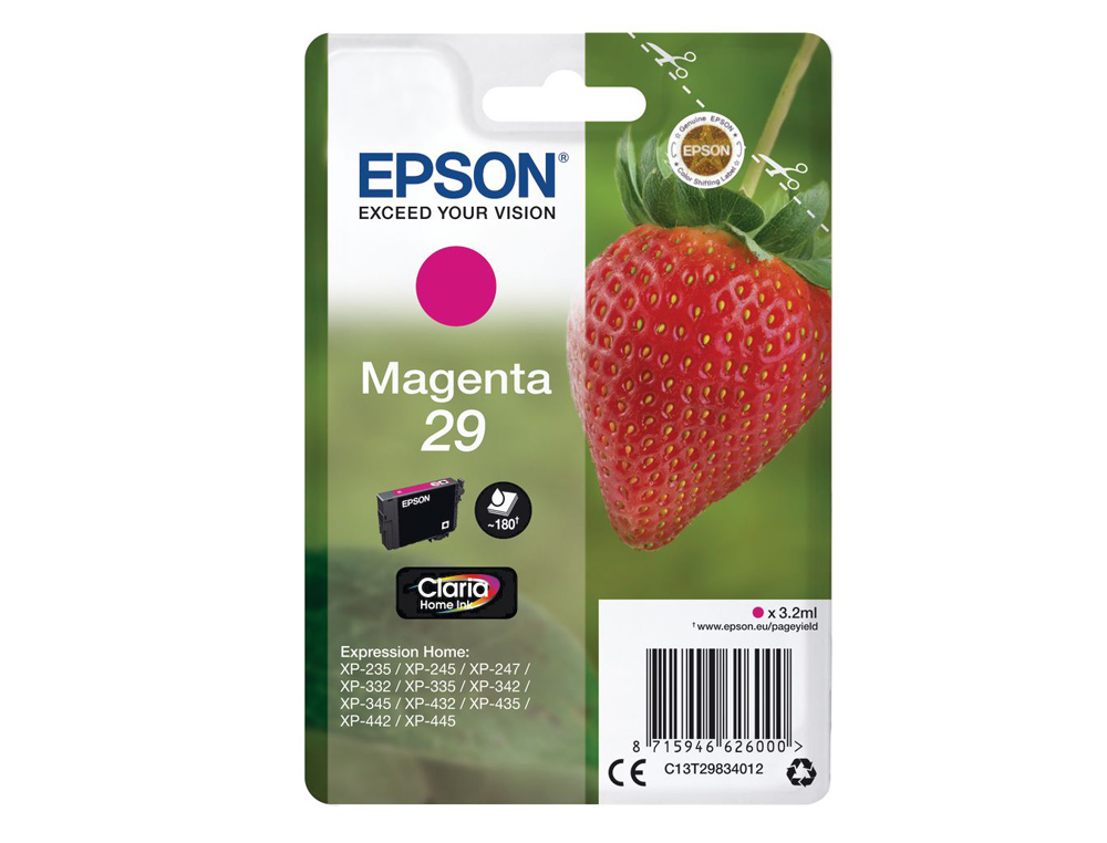 CARTOUCHE EPSON T2983 JET D'ENCRE C13T29834010 COULEUR MAGENTA 180P