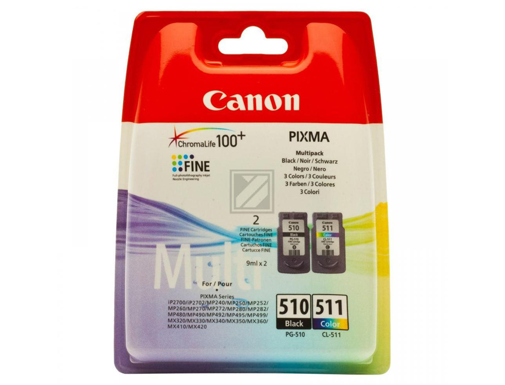 CARTOUCHE CANON PACK PG-510 + CL-511 NOIR ET COULEURS