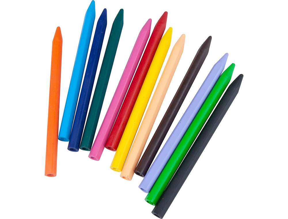 CRAYON CIRE LIDERPAPEL 115MM RÉSISTANT NON SALISSANT EFFAÇABLE ÉTUI CARTON 12 UNITÉS
