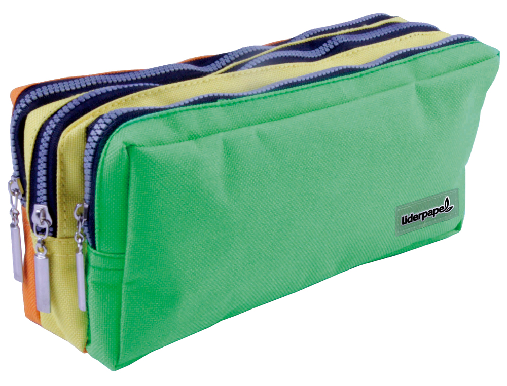 TROUSSE SCOLAIRE LIDERPAPEL LARGE RECTANGULAIRE 3 COMPARTIMENT 195X70X80 MM TRICOLORE