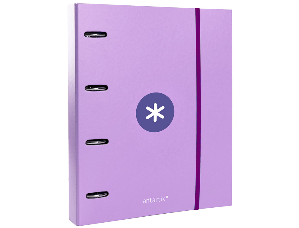 CLASSEUR ANTARTIK 4 ANNEAUX RONDS 40MM A4 CARTON REMBORDÉ FEUILLETS MOBILES Q5X5 COLORISLAVANDE