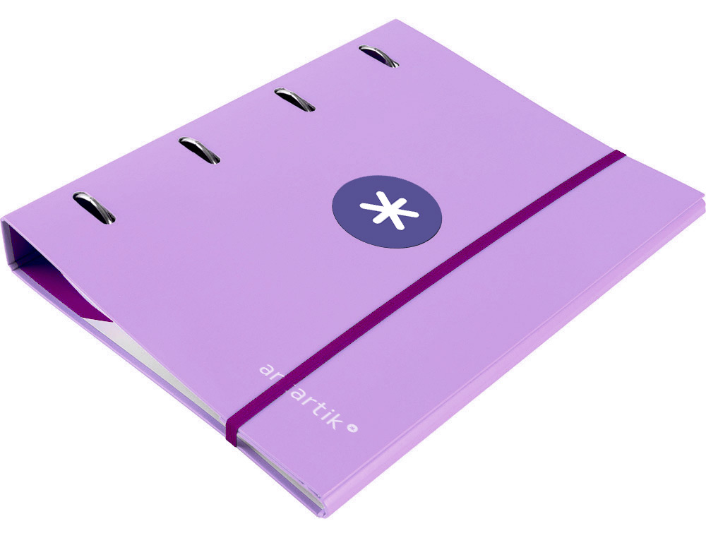 CLASSEUR ANTARTIK 4 ANNEAUX RONDS 40MM A4 CARTON REMBORDÉ FEUILLETS MOBILES Q5X5 COLORISLAVANDE