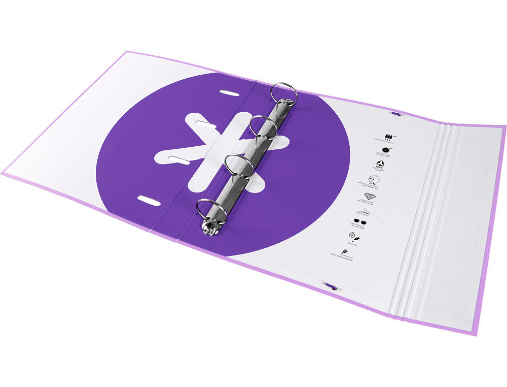 CLASSEUR ANTARTIK 4 ANNEAUX RONDS 40MM A4 CARTON REMBORDÉ FEUILLETS MOBILES Q5X5 COLORISLAVANDE