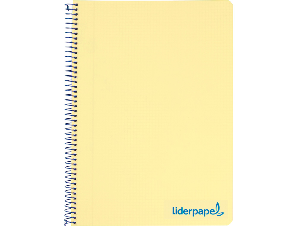 CAHIER SPIRALE LIDERPAPEL A5 MICRO WONDER 240 PAGES 90G 5X5MM 6 TROUS 5 BANDES COULEURS JAUNE