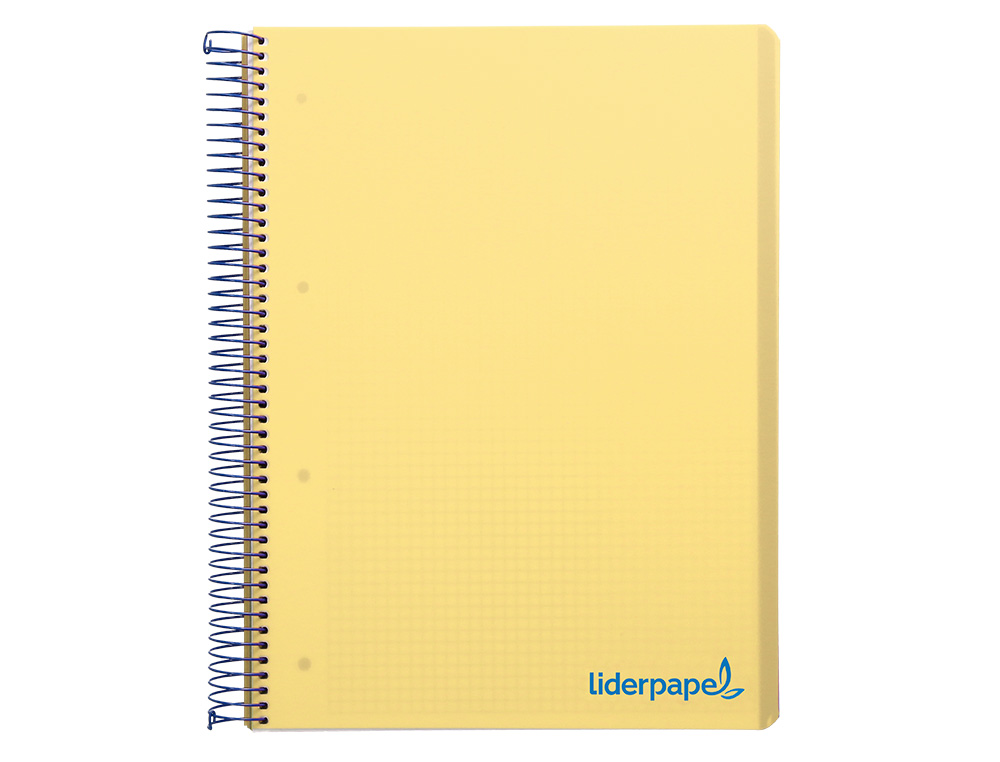 CAHIER SPIRALE LIDERPAPEL A5 MICRO WONDER 240 PAGES 90G 5X5MM 6 TROUS 5 BANDES COULEURS JAUNE