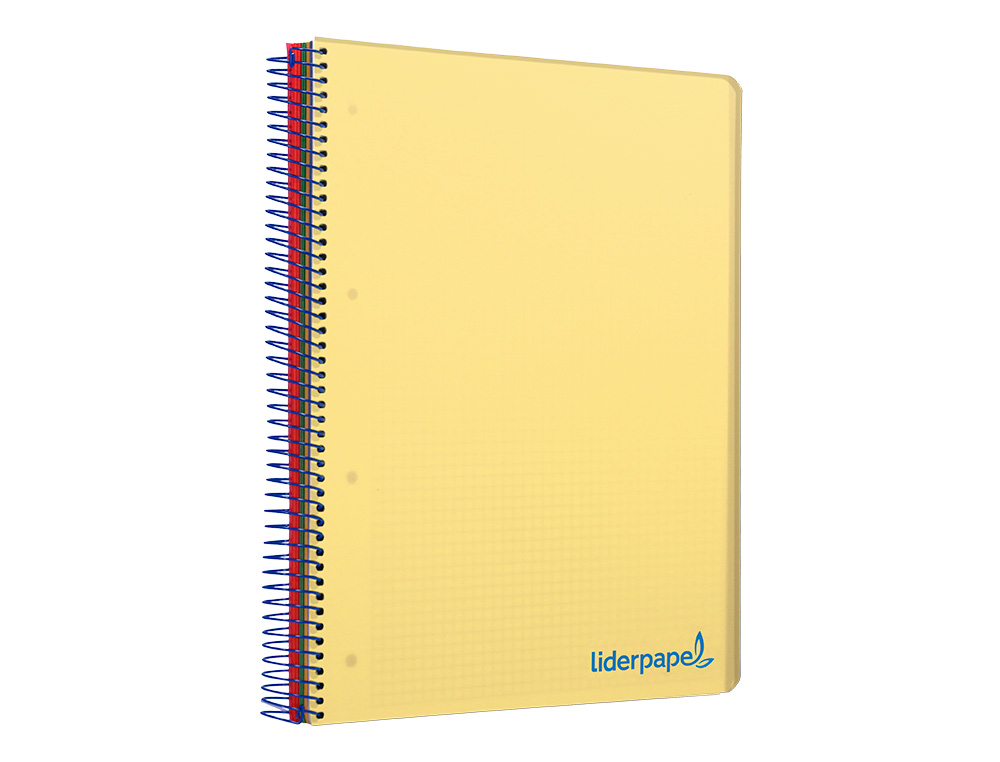 CAHIER SPIRALE LIDERPAPEL A5 MICRO WONDER 240 PAGES 90G 5X5MM 6 TROUS 5 BANDES COULEURS JAUNE